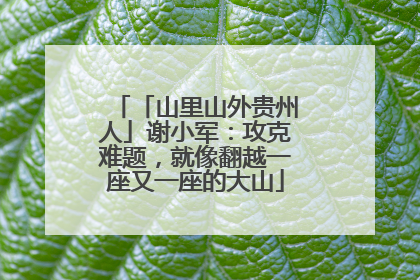 「山里山外贵州人」谢小军：攻克难题，就像翻越一座又一座的大山