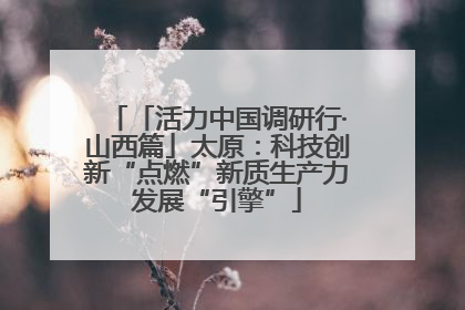 「活力中国调研行·山西篇」太原：科技创新“点燃”新质生产力发展“引擎”