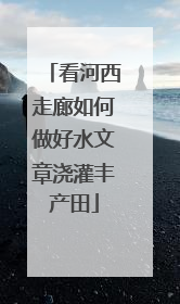 看河西走廊如何做好水文章浇灌丰产田