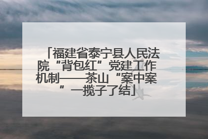 福建省泰宁县人民法院“背包红”党建工作机制——茶山“案中案”一揽子了结