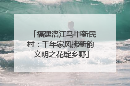 福建洛江马甲新民村：千年家风拂新韵 文明之花绽乡野