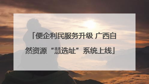 便企利民服务升级 广西自然资源“慧选址”系统上线