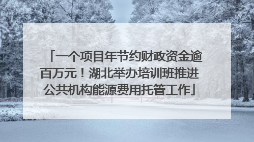 一个项目年节约财政资金逾百万元！湖北举办培训班推进公共机构能源费用托管工作