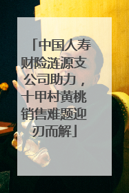中国人寿财险涟源支公司助力，十甲村黄桃销售难题迎刃而解