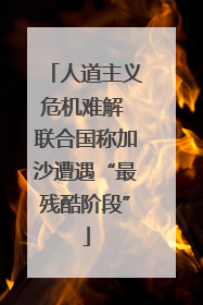 人道主义危机难解 联合国称加沙遭遇“最残酷阶段”