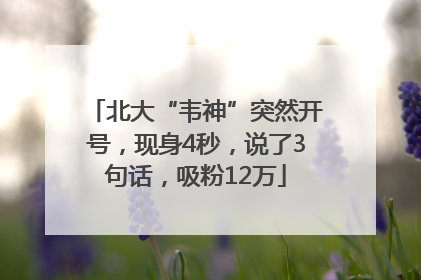 北大“韦神”突然开号，现身4秒，说了3句话，吸粉12万