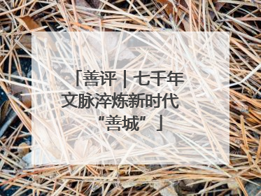 善评｜七千年文脉淬炼新时代“善城”