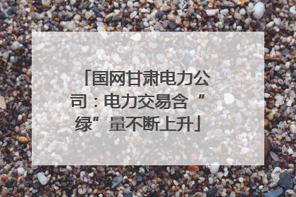 国网甘肃电力公司：电力交易含“绿”量不断上升