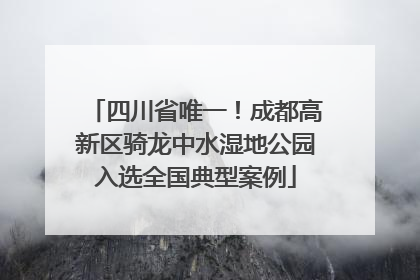 四川省唯一！成都高新区骑龙中水湿地公园入选全国典型案例