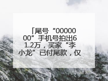 尾号“0000000”手机号拍出61.2万，买家“李小龙”已付尾款，仅享有使用权