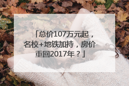 总价107万元起，名校+地铁加持，房价重回2017年？