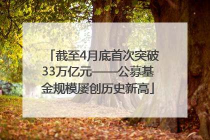 截至4月底首次突破33万亿元——公募基金规模屡创历史新高