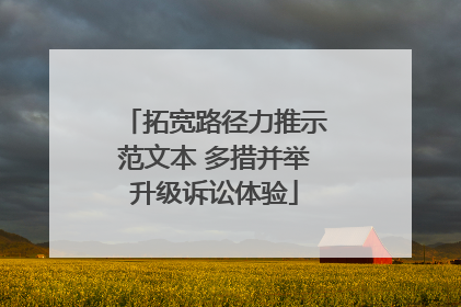 拓宽路径力推示范文本 多措并举升级诉讼体验