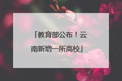 教育部公布！云南新增一所高校