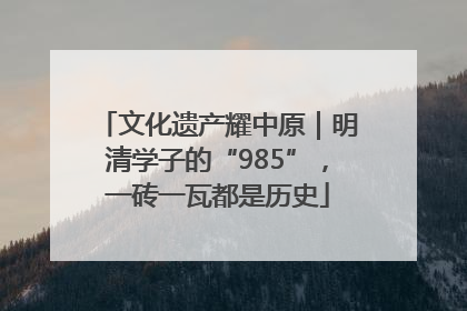文化遗产耀中原｜明清学子的“985”，一砖一瓦都是历史