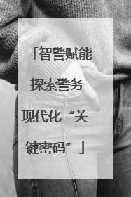 智警赋能 探索警务现代化“关键密码”