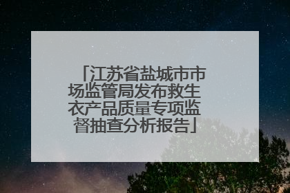 江苏省盐城市市场监管局发布救生衣产品质量专项监督抽查分析报告