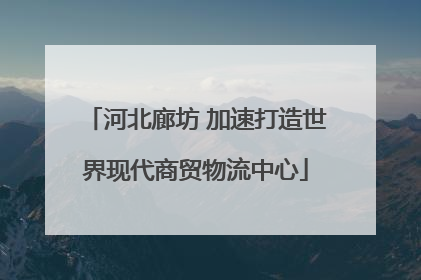 河北廊坊 加速打造世界现代商贸物流中心