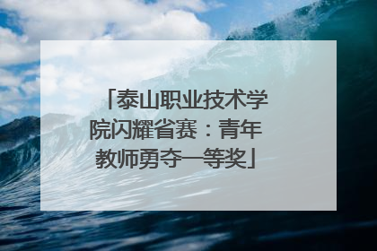 泰山职业技术学院闪耀省赛：青年教师勇夺一等奖