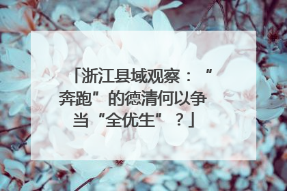 浙江县域观察：“奔跑”的德清何以争当“全优生”？