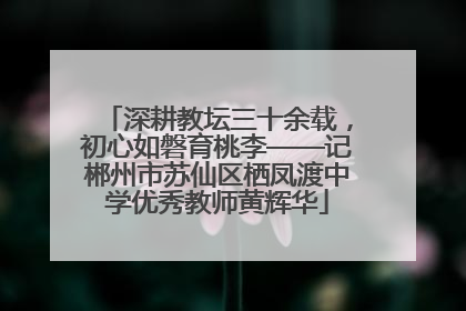 深耕教坛三十余载，初心如磐育桃李——记郴州市苏仙区栖凤渡中学优秀教师黄辉华