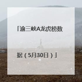 渝三峡A龙虎榜数据（5月30日）