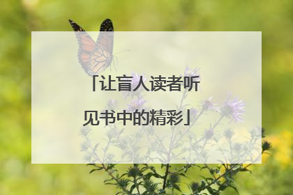让盲人读者听见书中的精彩