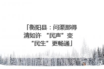 衡阳县：问渠那得清如许 “民声”变“民生”更畅通