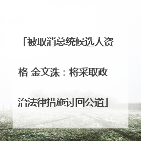 被取消总统候选人资格 金文洙：将采取政治法律措施讨回公道
