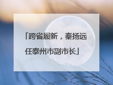 跨省履新，秦扬远任泰州市副市长