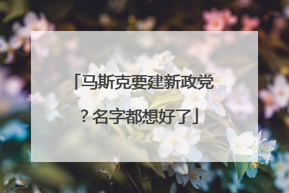 马斯克要建新政党？名字都想好了