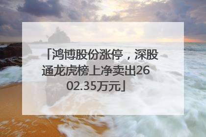 鸿博股份涨停，深股通龙虎榜上净卖出2602.35万元