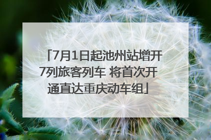 7月1日起池州站增开7列旅客列车 将首次开通直达重庆动车组